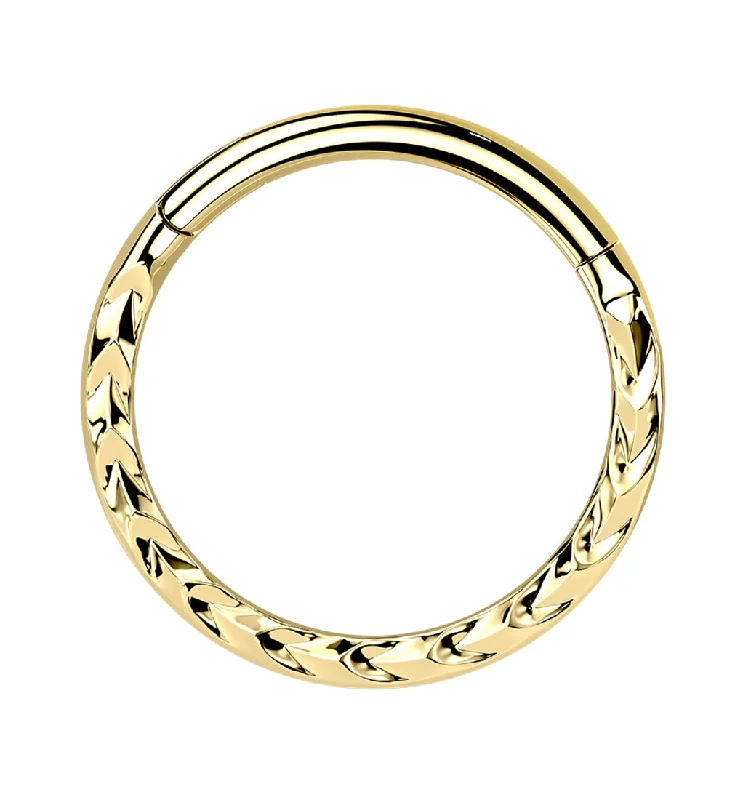 Women's fingerprint rings-Gold PVD Braided Hinged Segment Ring