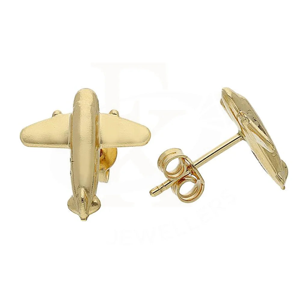 Women's moon phase earrings-Gold Airplane Shaped Stud Earrings 18KT - FKJERN18K2423