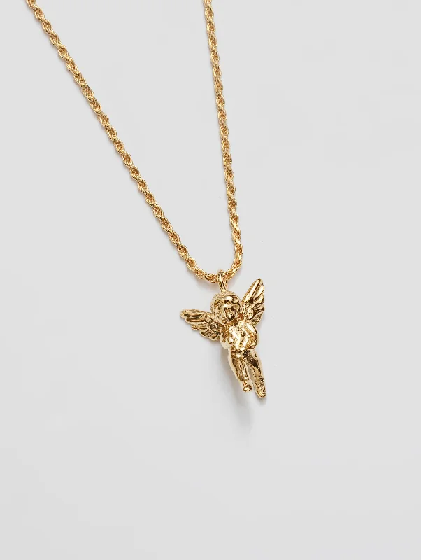 Women's geometric necklaces-Cherub Necklace in Gold