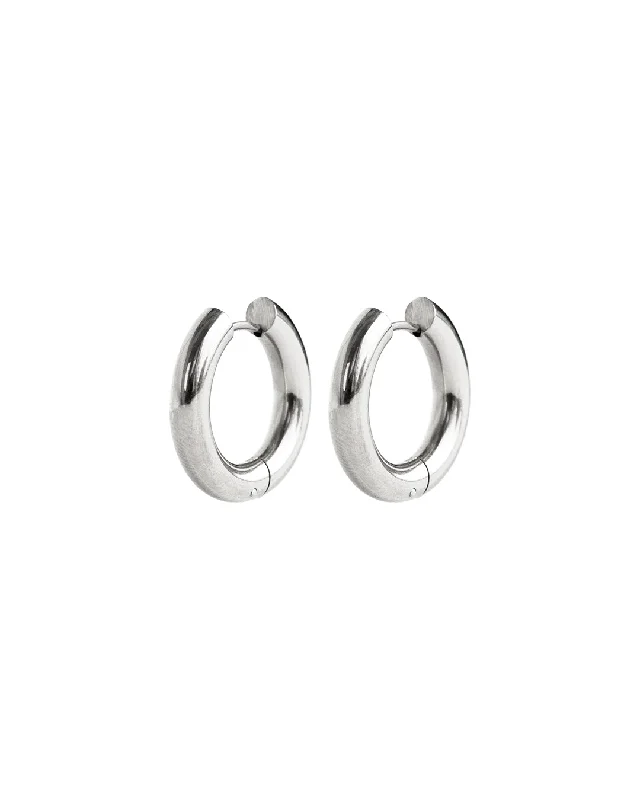 Women's luxury gift earrings-Hugo Silver Hoop Earrings