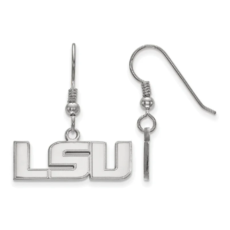 Women's gold-plated earrings-Sterling Silver Louisiana State University Small 'LSU' Dangle Earrings