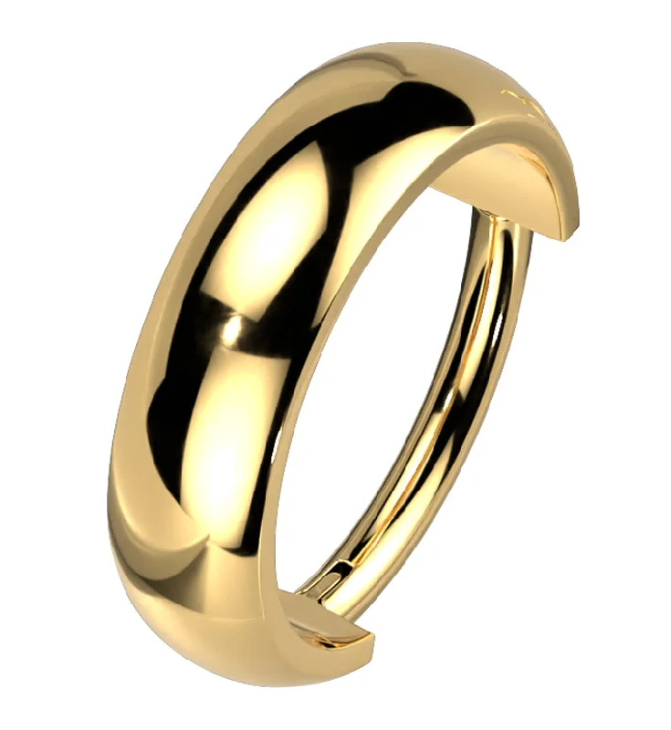 Women's Buddha rings-Gold PVD Smooth Titanium Hinged Segment Ring