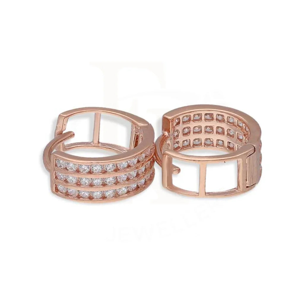 Modern women's earrings-Sterling Silver 925 Rose Gold Plated Clip On Hoop Earrings - FKJERNSL2870