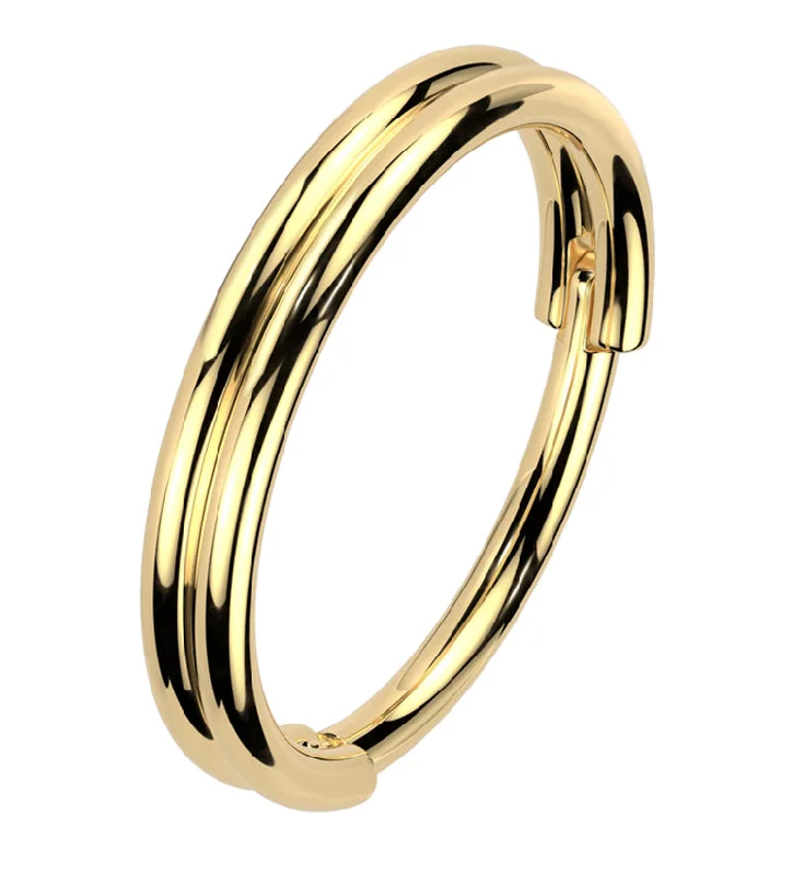 Women's symbolic rings-Gold PVD Double Row Stainless Steel Hinged Segment Ring