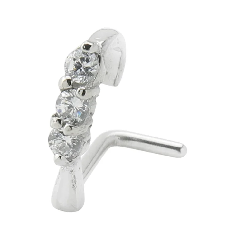 Women's art deco rings-Gilded Clear CZ Nose Curve Ring