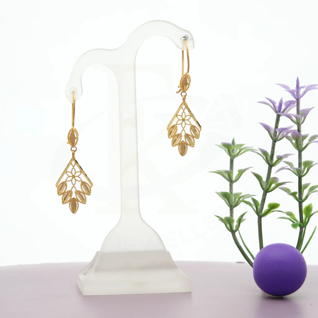 Handmade women's earrings-Gold Flower shaped Earrings 21KT - FKJERN21K7761