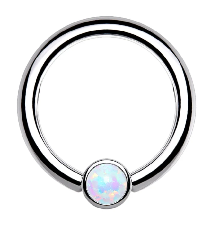 Women's Buddha rings-Opalite Titanium Captive Ring