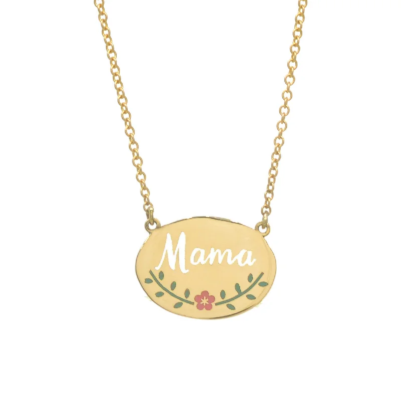 Women's statement necklaces-Enamel Floral Mama Signet Necklace