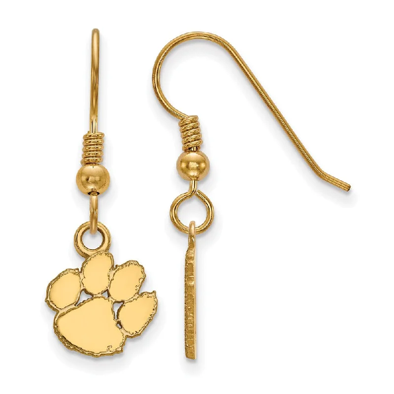 Women's Valentine's Day earrings-14k Gold Plated Silver Clemson University XS (Tiny) Dangle Earrings