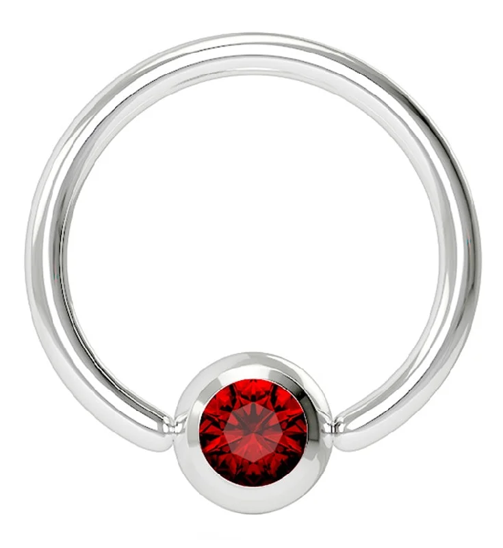 Women's eco-friendly rings-Red Gem Stainless Steel Captive Ring