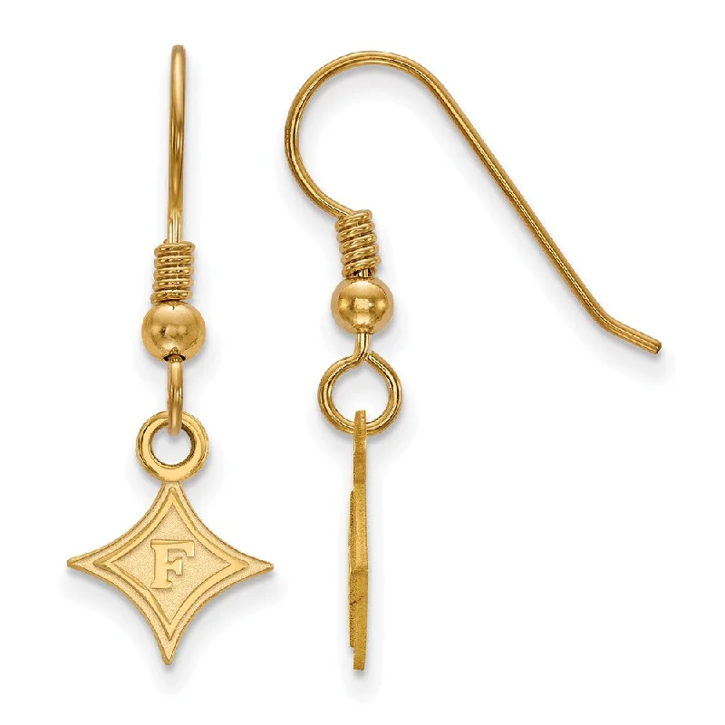 Women's pet memorial earrings-14k Gold Plated Silver Furman Univ. XS (Tiny) Dangle Earrings