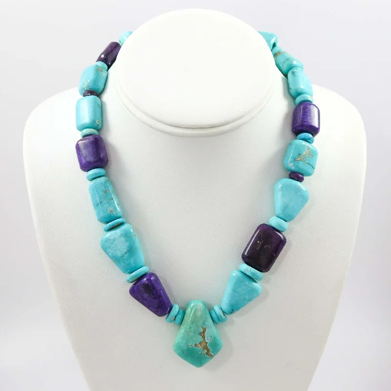 Women's sapphire necklaces-Sugilite and Turquoise Necklace