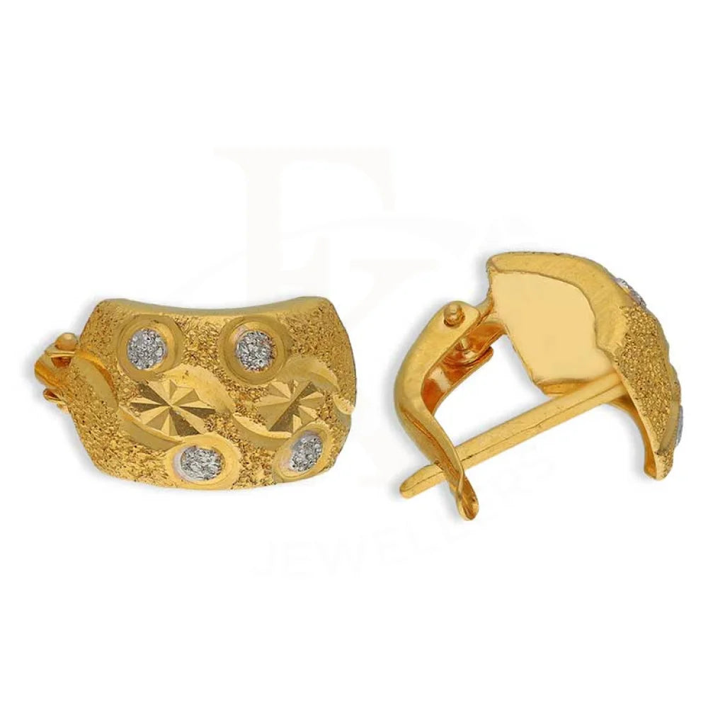 Modern women's earrings-Dual Tone Gold Clip Earrings 22KT - FKJERN22K3114