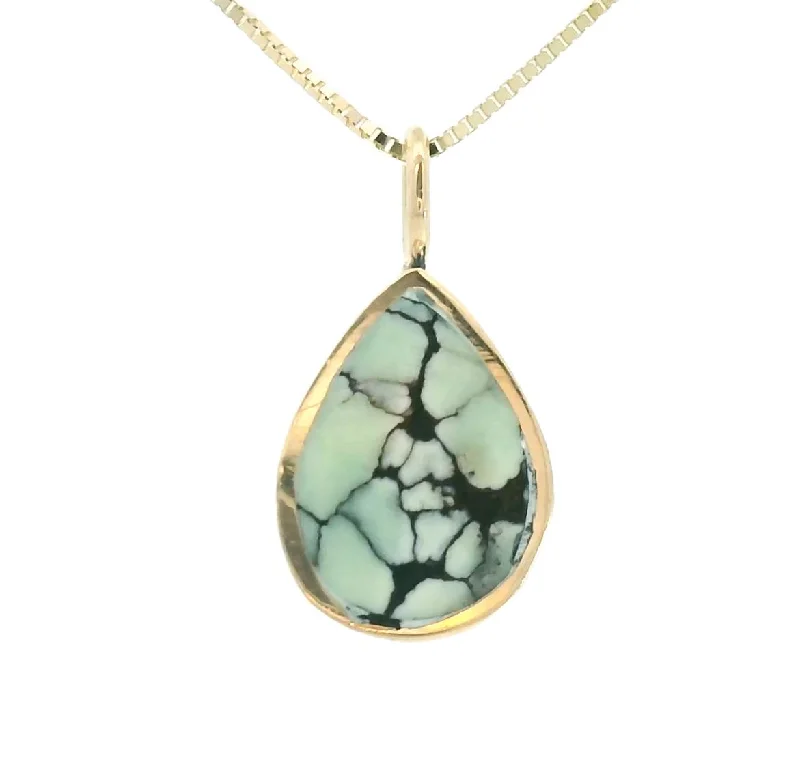 Women's sterling silver necklaces-Turquoise Poire Necklace