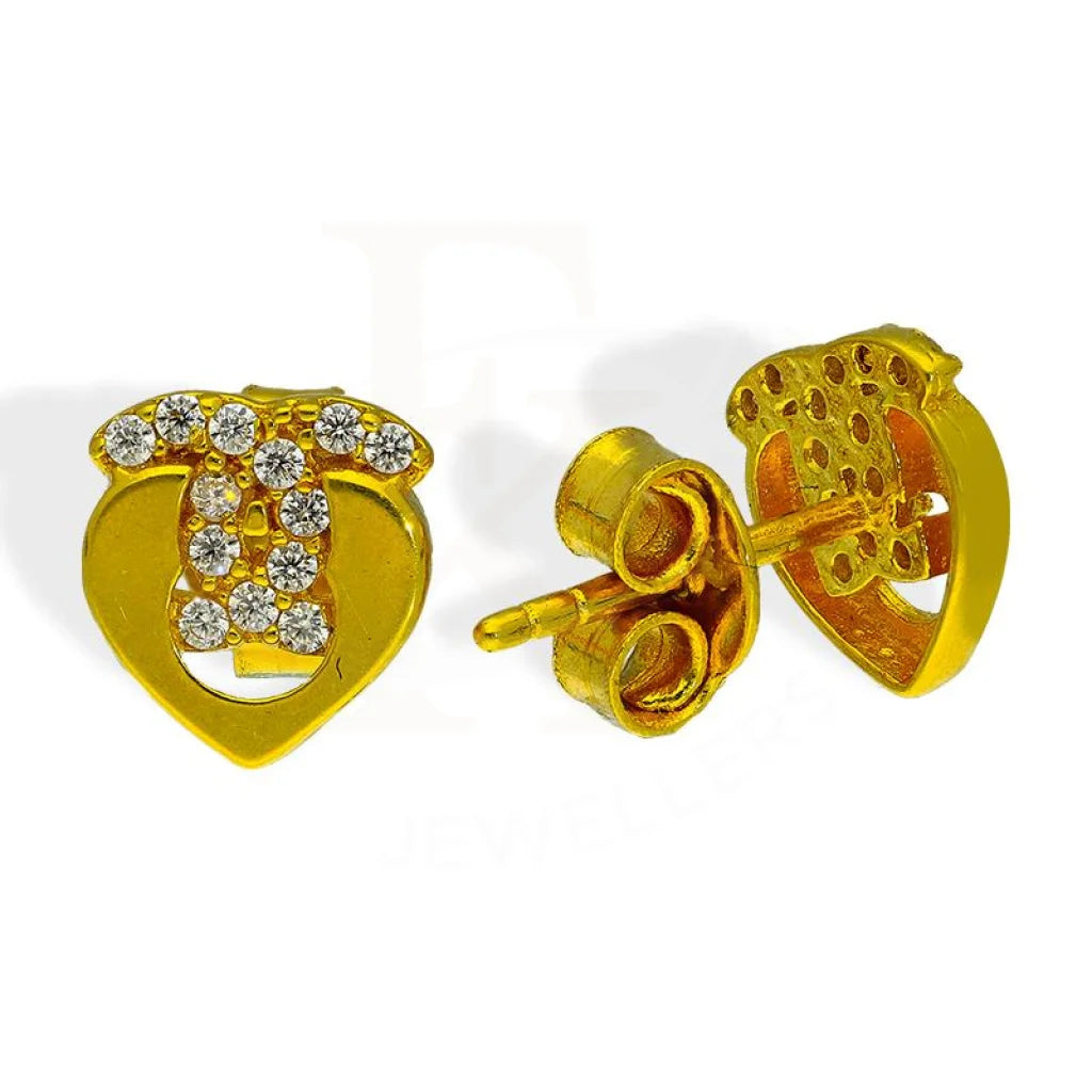 Women's gift earrings-Gold Heart Stud Earrings 18KT - FKJERN18K2631