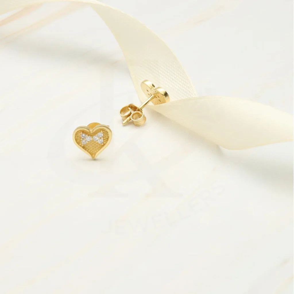 Women's everyday earrings-Gold Heart Stud Earrings 18KT - FKJERN18K2654