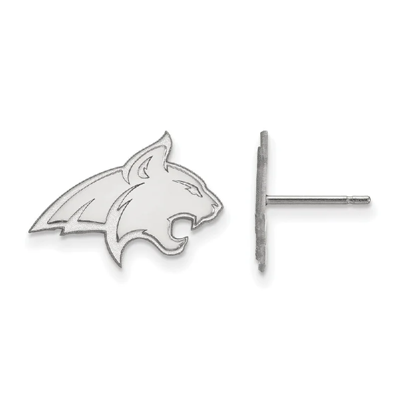 Women's threader earrings-10k White Gold Montana State University Small Post Earrings