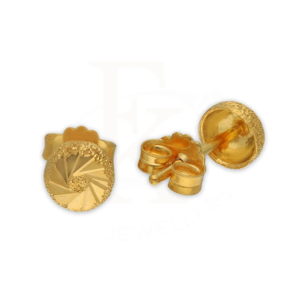 Women's ear cuffs-Gold Round Shaped Stud Earrings 22KT - FKJERN22K3131