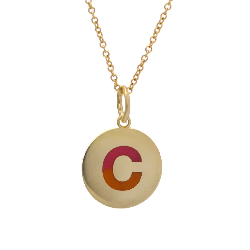 Women's chain necklaces-Custom Enamel Sunset Ombre Initial Necklace