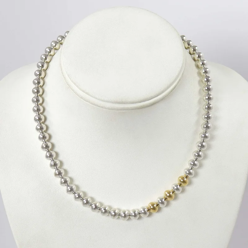 Women's holiday necklaces-Silver and Gold Bead Necklace