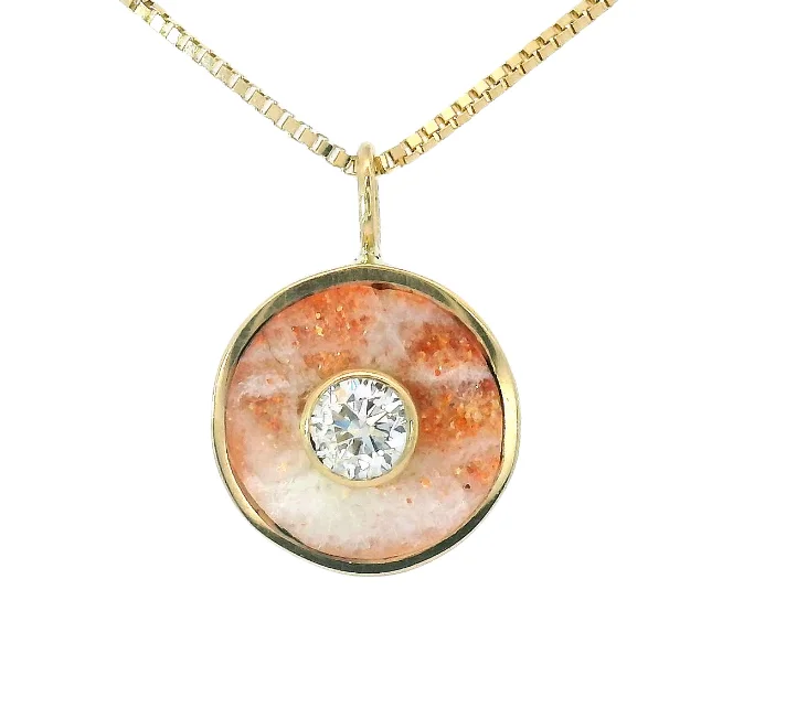 Women's diamond necklaces-Cerclen Necklace - Sunstone & Diamond