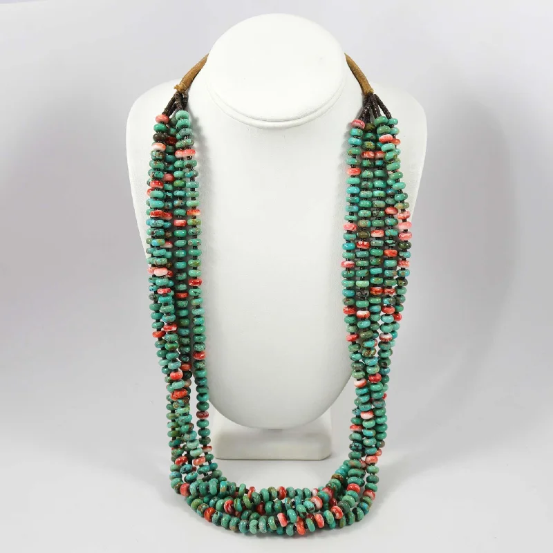 Minimalist women's necklaces-Spiny and Turquoise Necklace