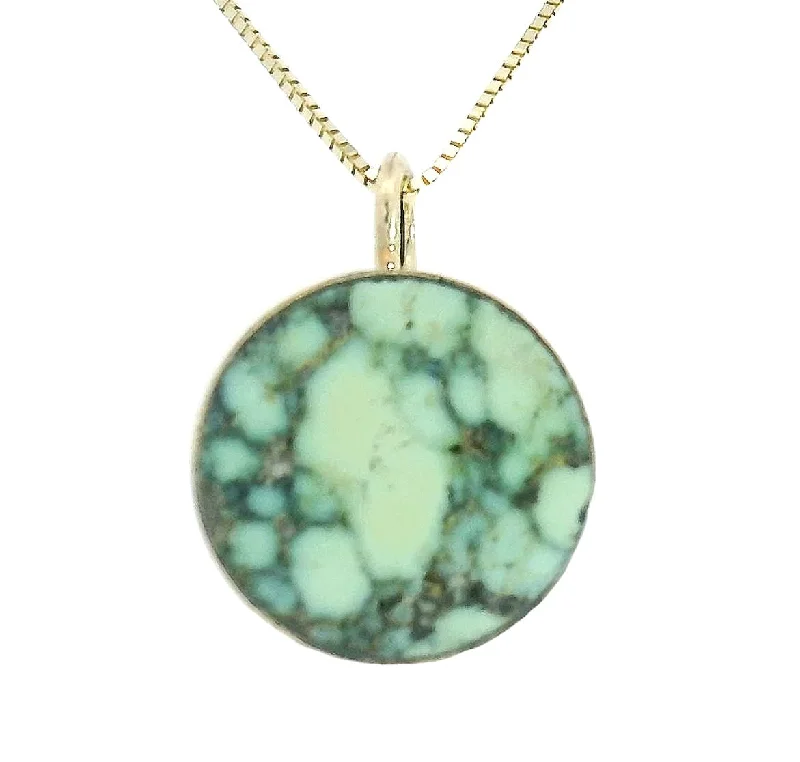 Women's gold necklaces-Peacock Turquoise Circ Necklace