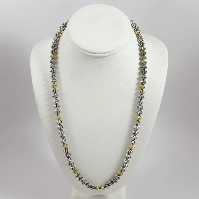 Women's luxury gift necklaces-Silver and Gold Fluted Necklace