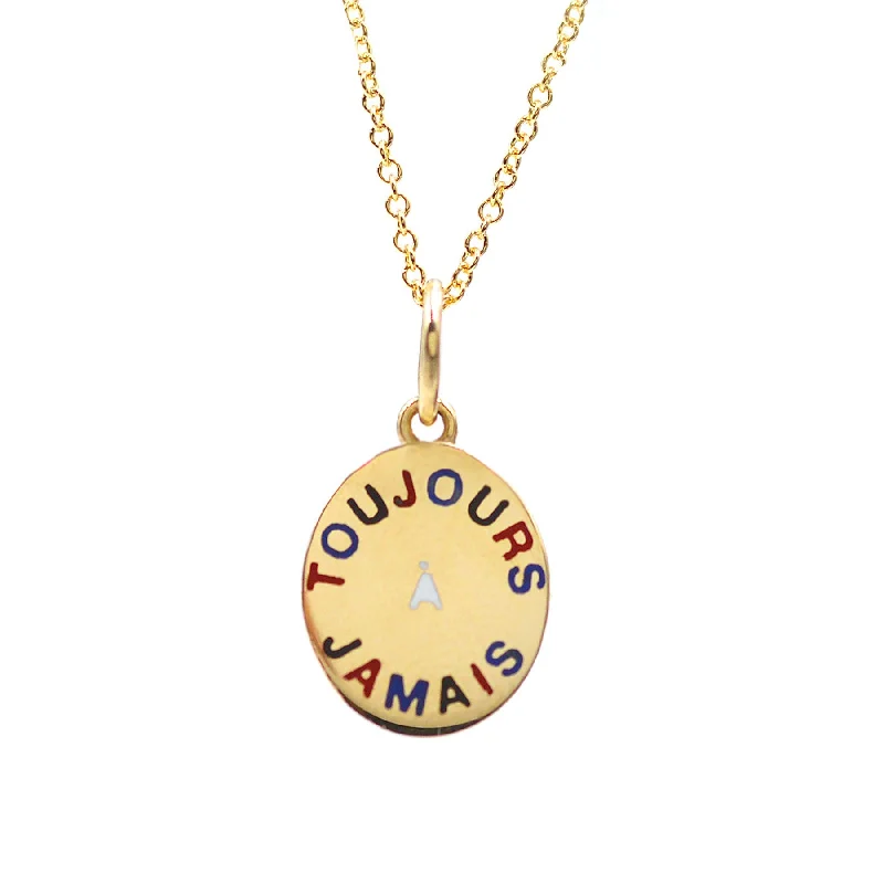 Women's rose gold necklaces-Enamel Toujours et A Jamais Necklace