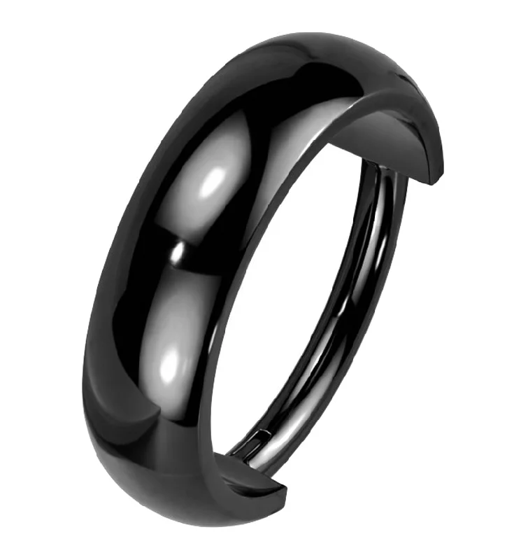 Women's fashion rings-Black PVD Smooth Titanium Hinged Segment Ring