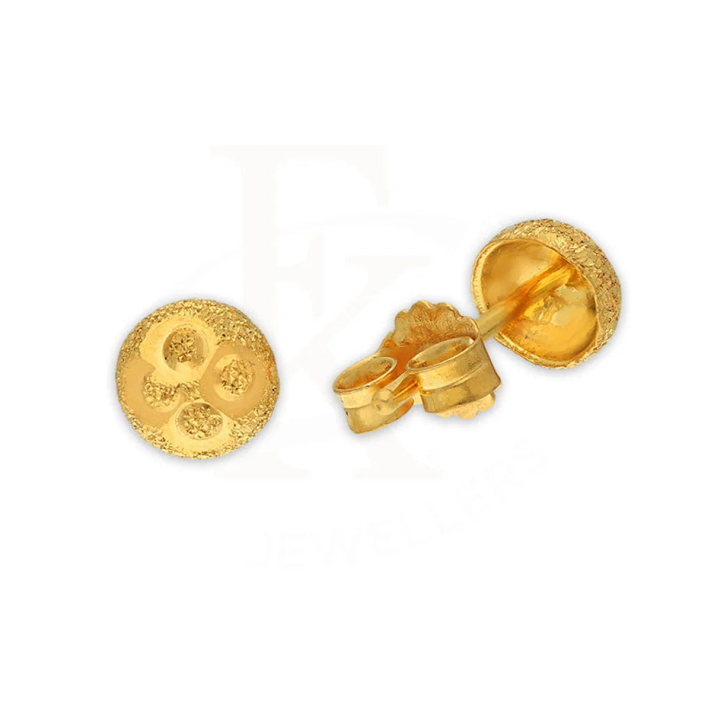 Women's statement earrings-Gold Round Shaped Stud Earrings 22KT - FKJERN22K3132