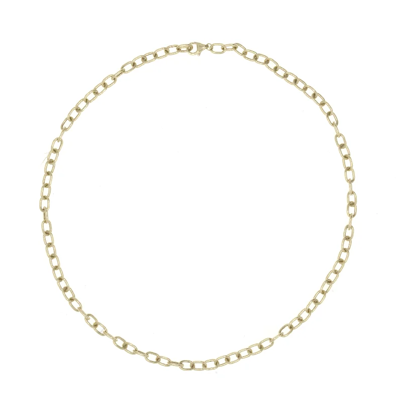 Women's spiritual necklaces-Heavy Hollow Italian 14k Gold Link Necklace