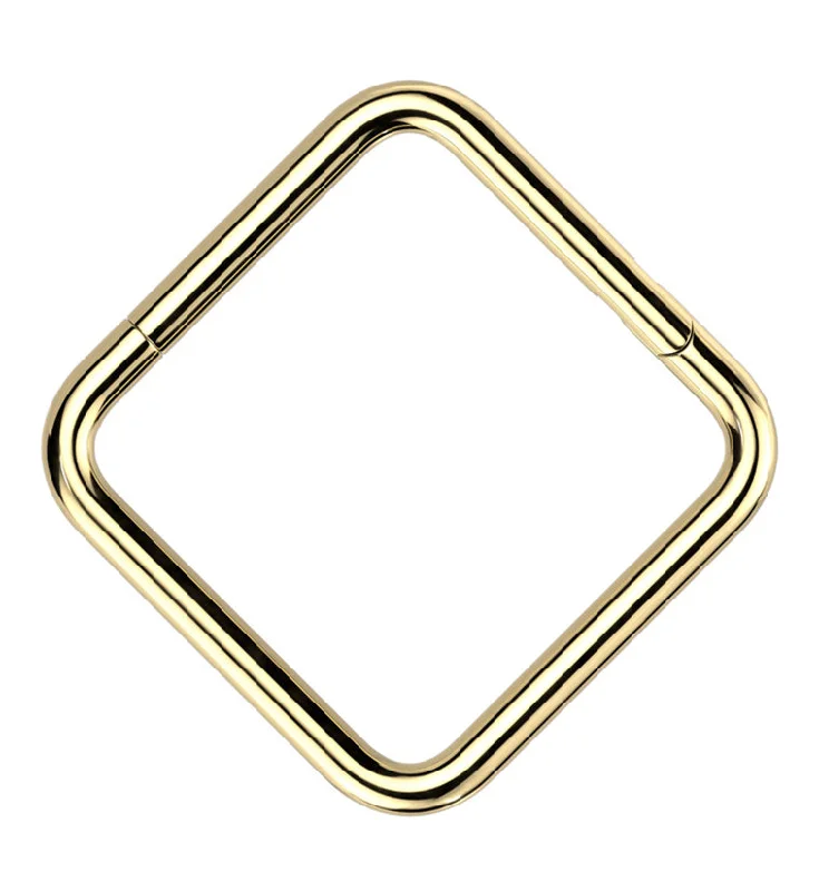 High-end women's rings-Gold PVD Square Titanium Hinged Segment Ring