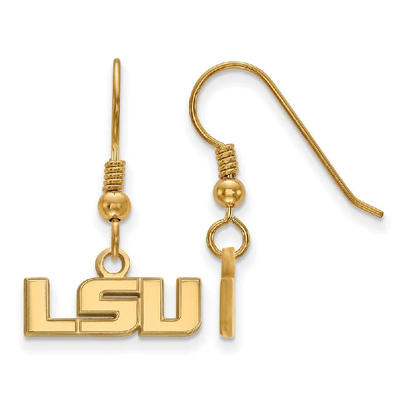 Women's party earrings-14k Gold Plated Silver Louisiana State Univ. XS (Tiny) Dangle Earrings