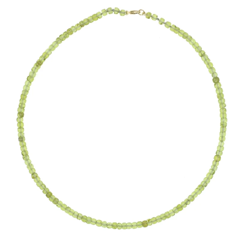 Women's sterling silver necklaces-Beaded Mini Peridot Necklace