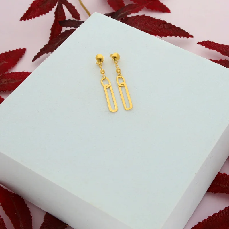 Women's platinum earrings-Gold Paperclip Shaped Earring 21KT - FKJERN21KM9859