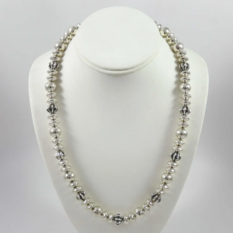 Women's custom engraving necklaces-Silver Bead Necklace