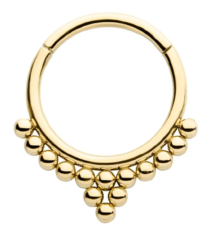 Modern women's rings-14kt Gold Beaded Hinged Segment Ring