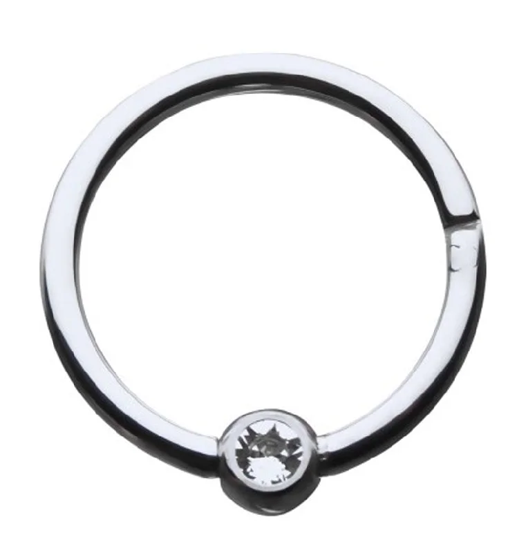 Women's travel rings-Titanium CZ Hinged Segment Captive Ring