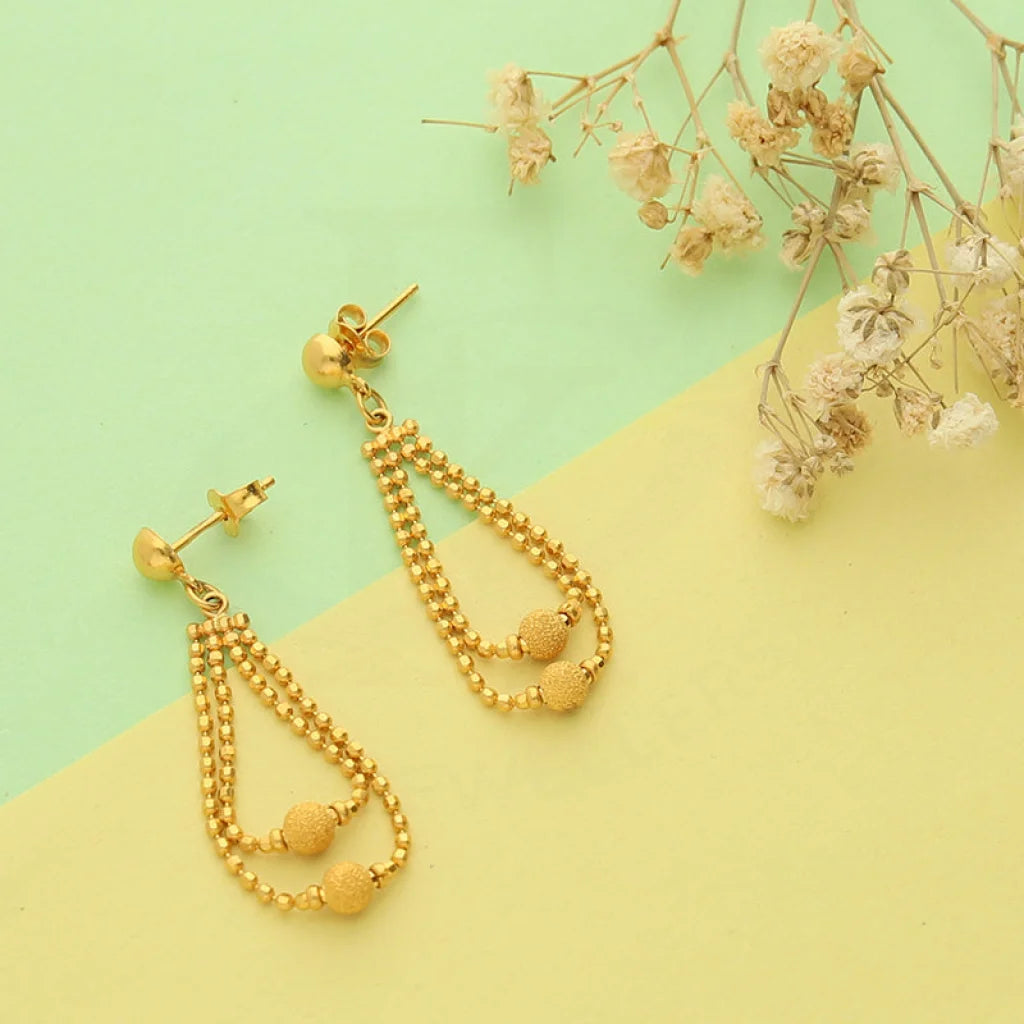 Women's gold earrings-Gold Balls Shaped Drop Earrings 22KT - FKJERN22K3170