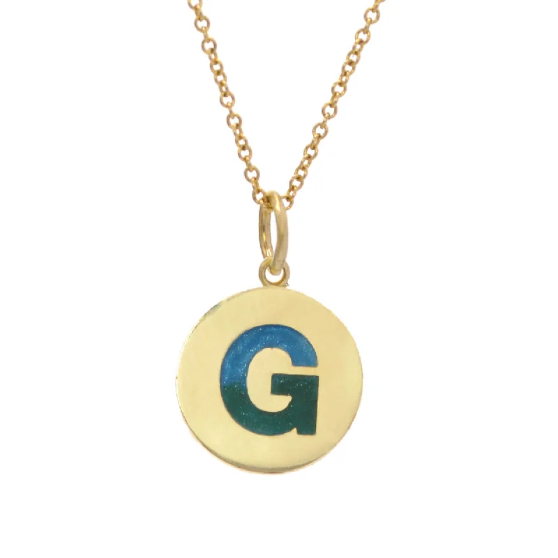 Women's zodiac necklaces-Custom Enamel Oceanic Ombre Initial Necklace