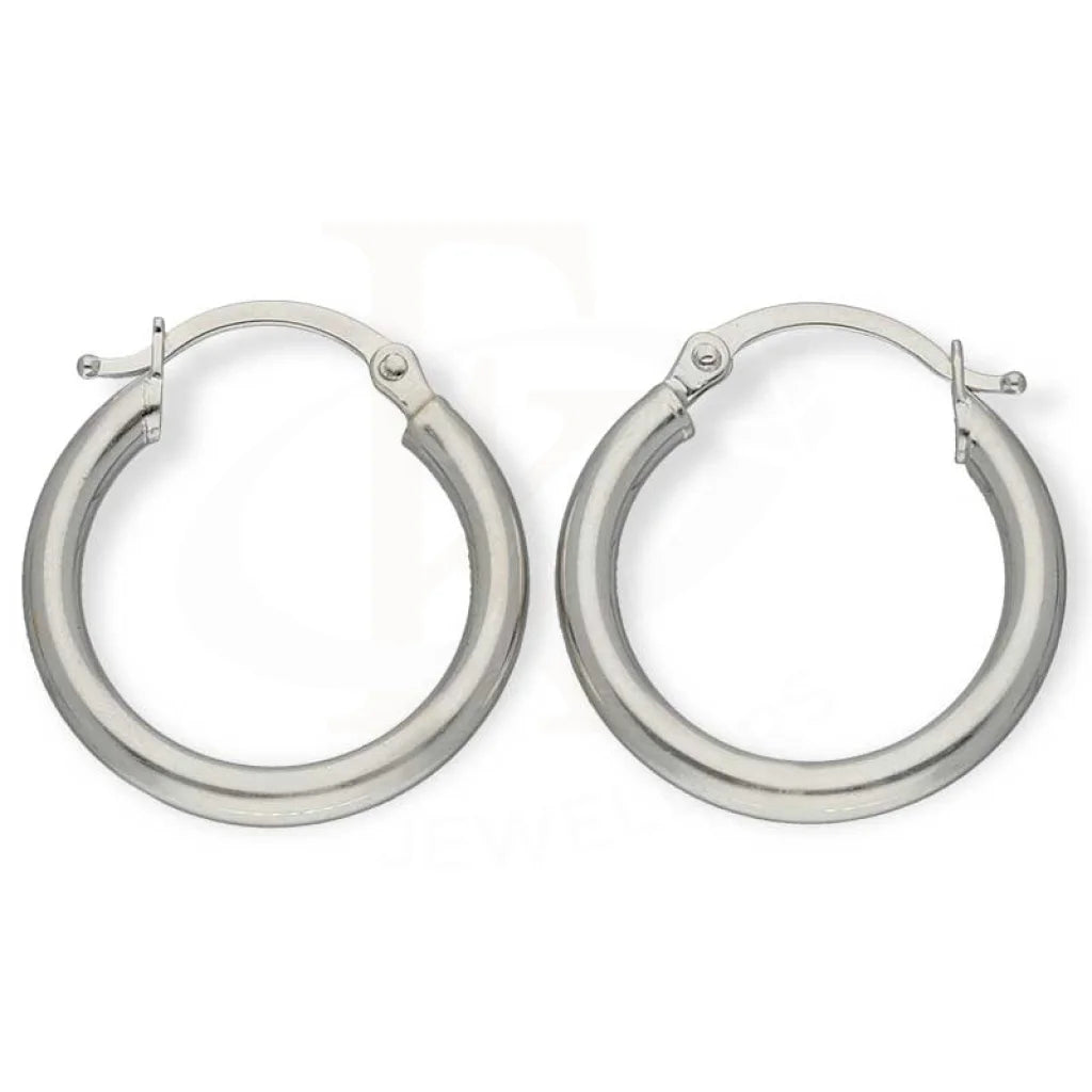 Women's handmade artisan earrings-White Gold Clip On Hoop Earrings 18KT - FKJERN18K3177