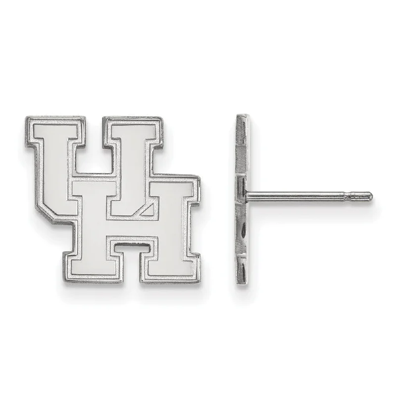 Women's silver-plated earrings-10k White Gold University of Houston Small Post Earrings