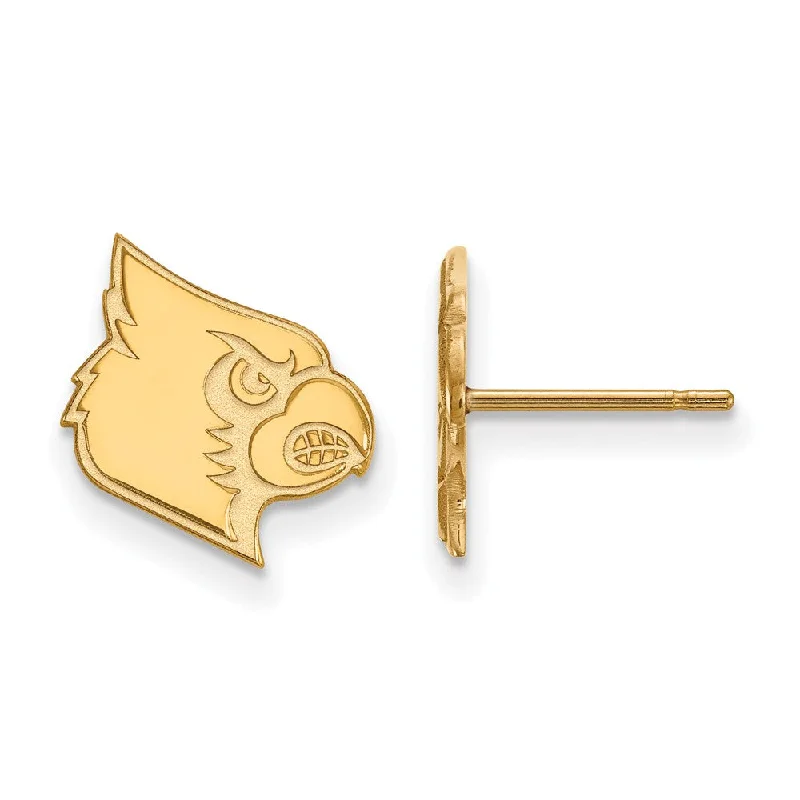 Women's platinum earrings-14k Gold Plated Silver University of Louisville Post Earrings