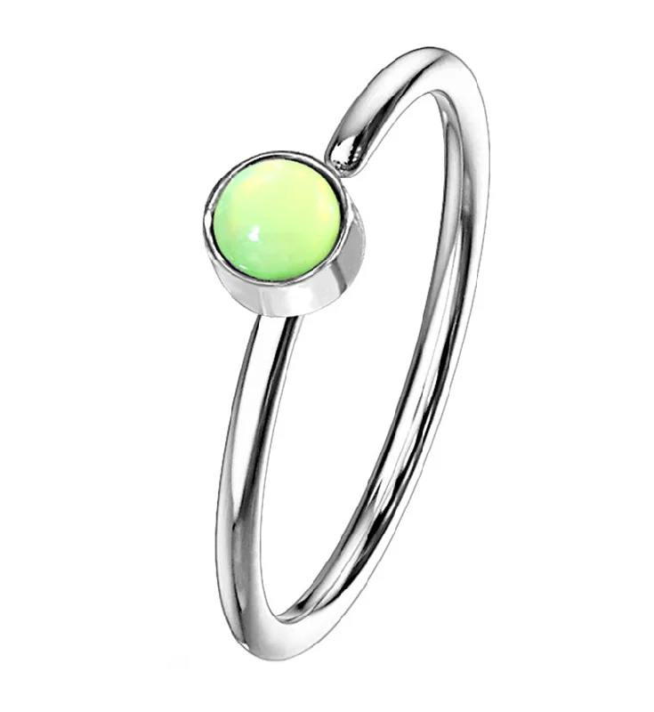 Women's spiritual rings-20G Green Micro Escent Stainless Steel Nose Ring Hoop