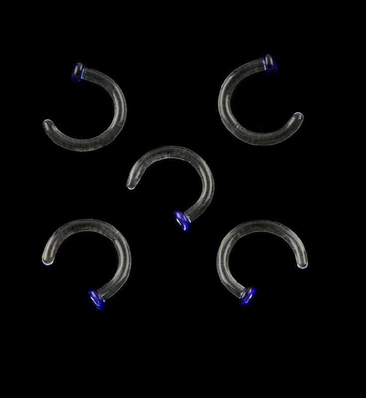 Women's luxury party rings-Blue Top Glass Hoop Nose Ring