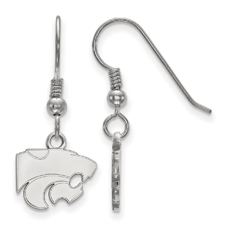 Women's statement earrings-Sterling Silver Kansas State University XS (Tiny) Dangle Wire Earrings