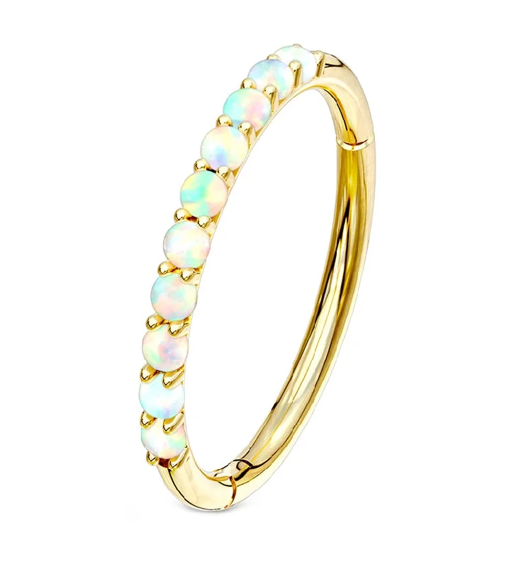 Women's stackable rings-14kt Gold Opalite Edge Hinged Segment Ring