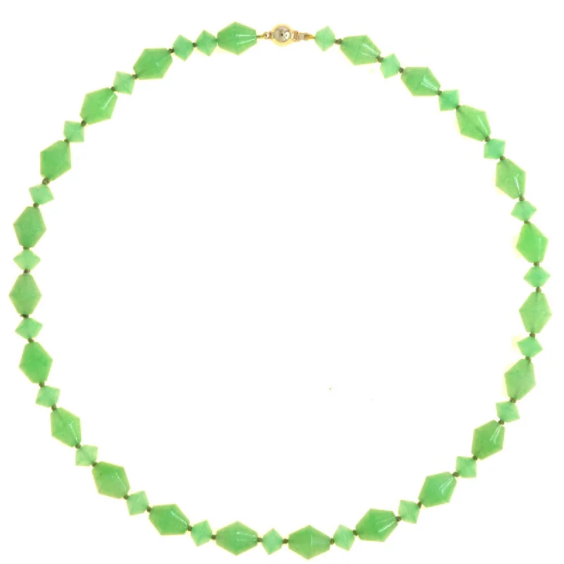 Women's leather necklaces-Beaded Green Aventurine Vintage Style Necklace