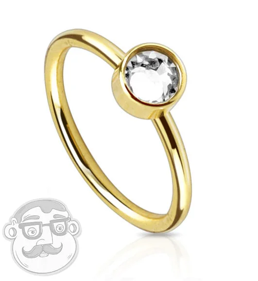 Women's travel rings-20G Gold Plated Stainless Steel CZ Diamond Nose Ring